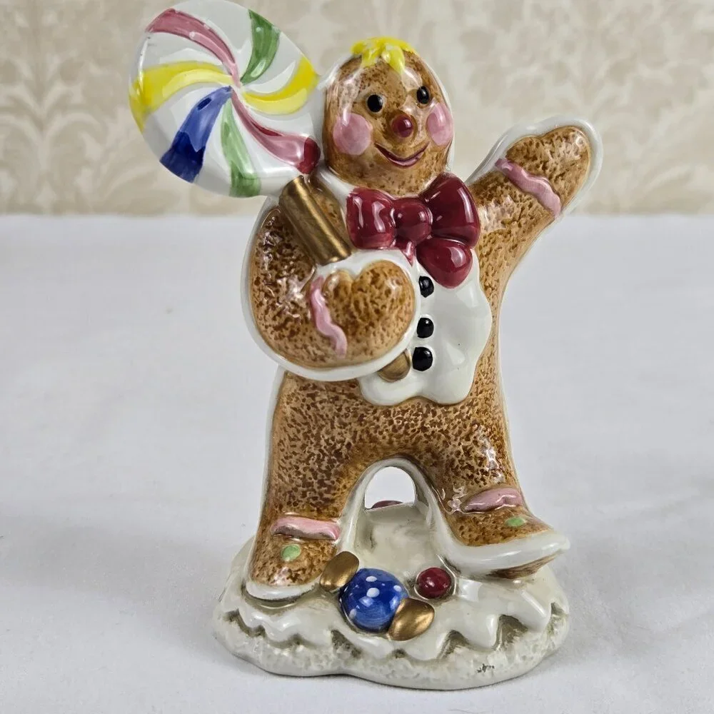 Fitz and Floyd Candy Lane Gingerbread Salt and Pepper Shaker Set Ceramic Vintage